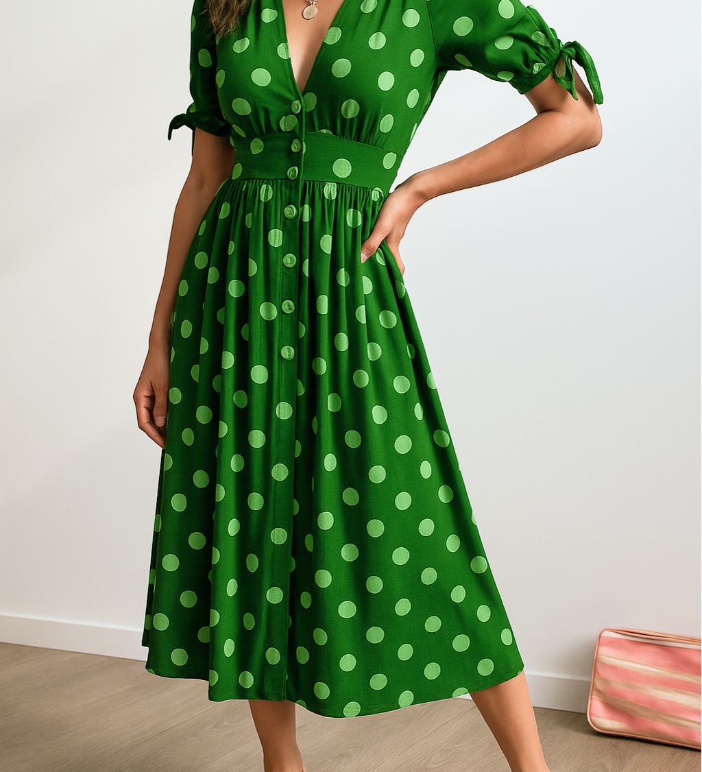 Brigitte | Tyylikäs pilkullinen mekko
