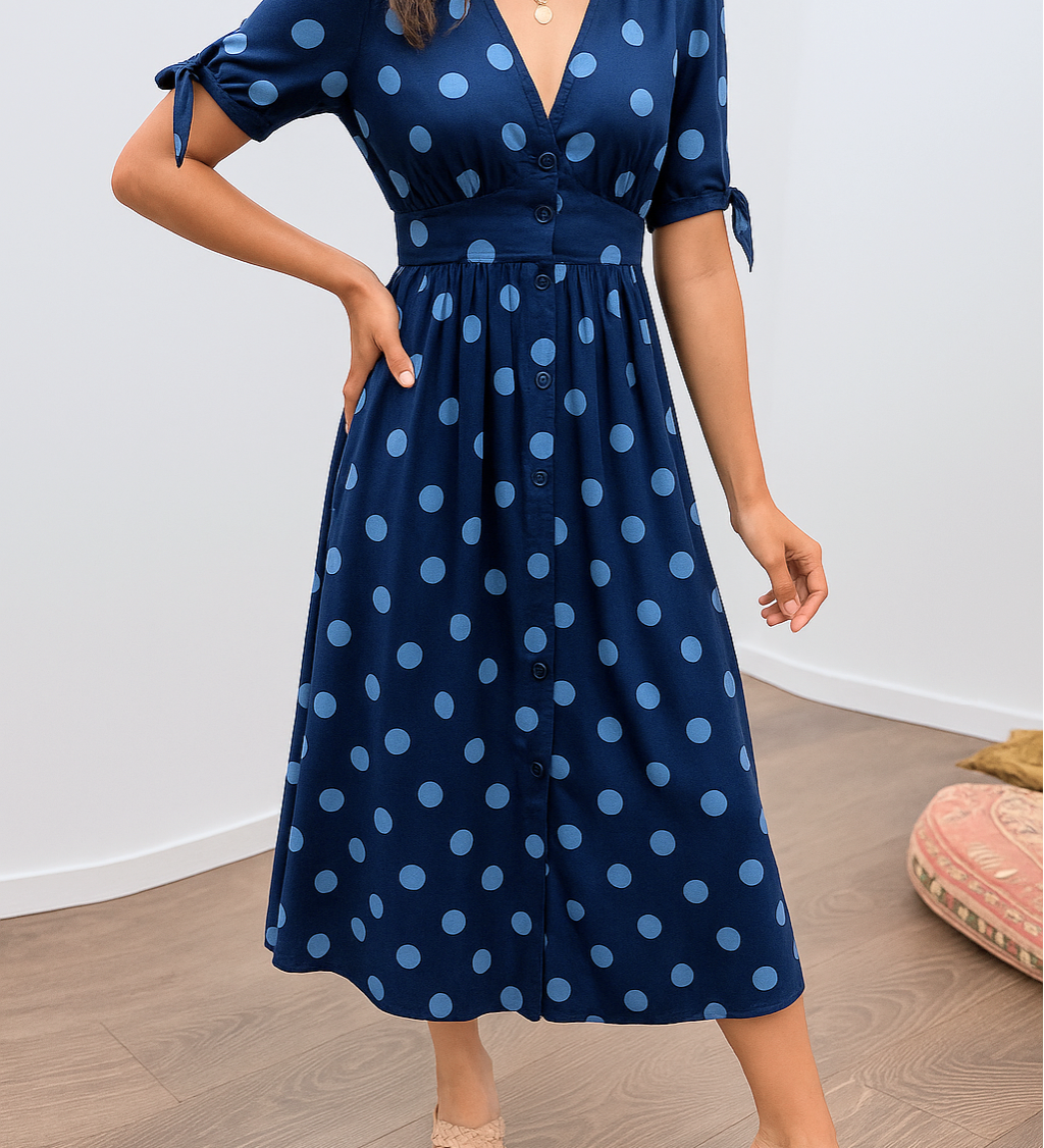 Brigitte | Tyylikäs pilkullinen mekko