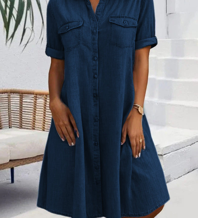 Riemu | Tyylikäs vintage-mekko kauluksella ja napilla