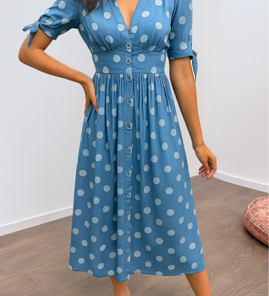 Brigitte | Tyylikäs pilkullinen mekko