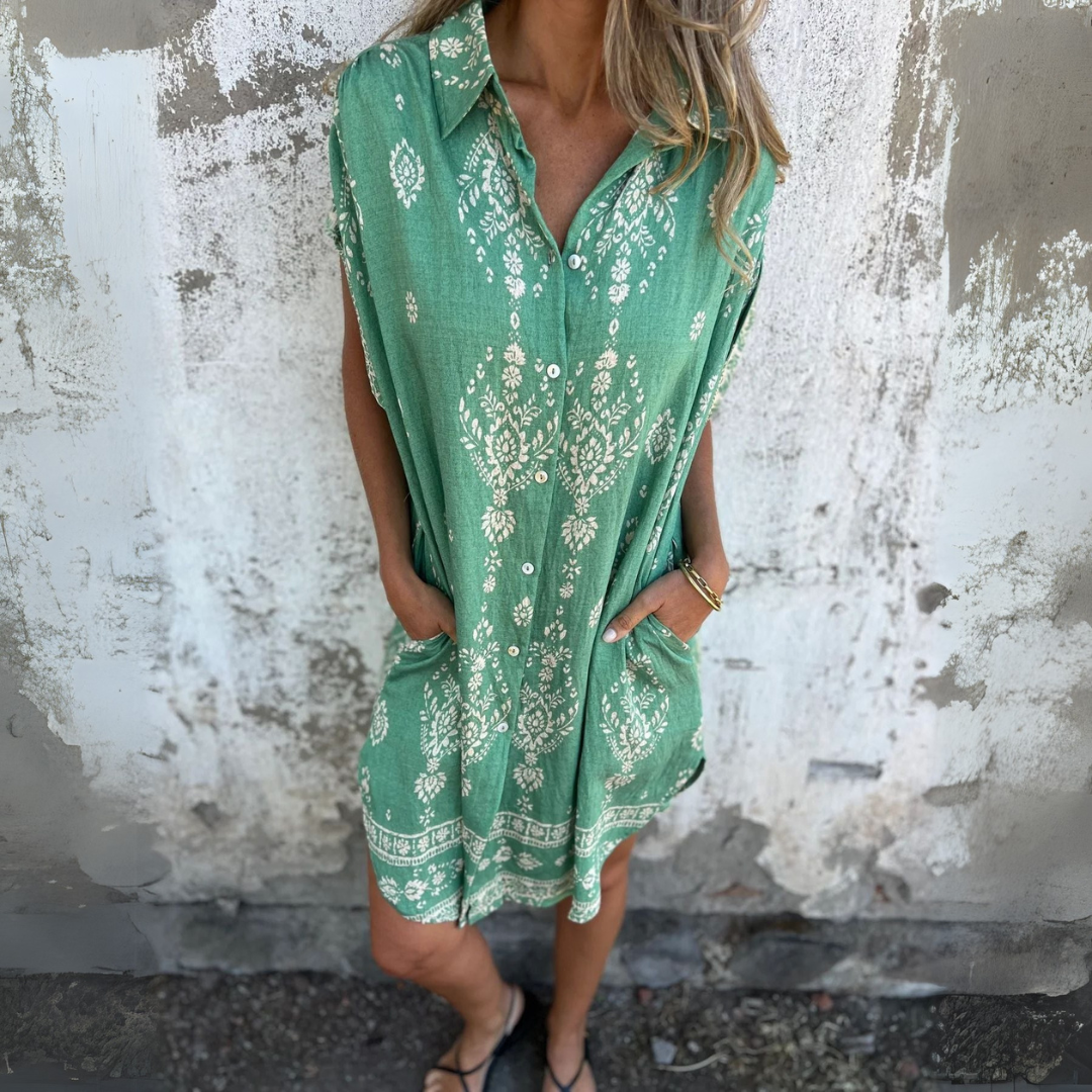 Kajo | Tyylikäs painokangaskleid