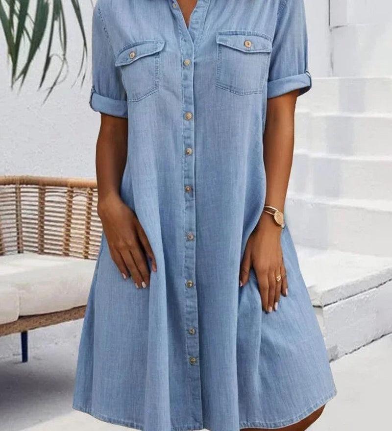 Riemu | Tyylikäs vintage-mekko kauluksella ja napilla