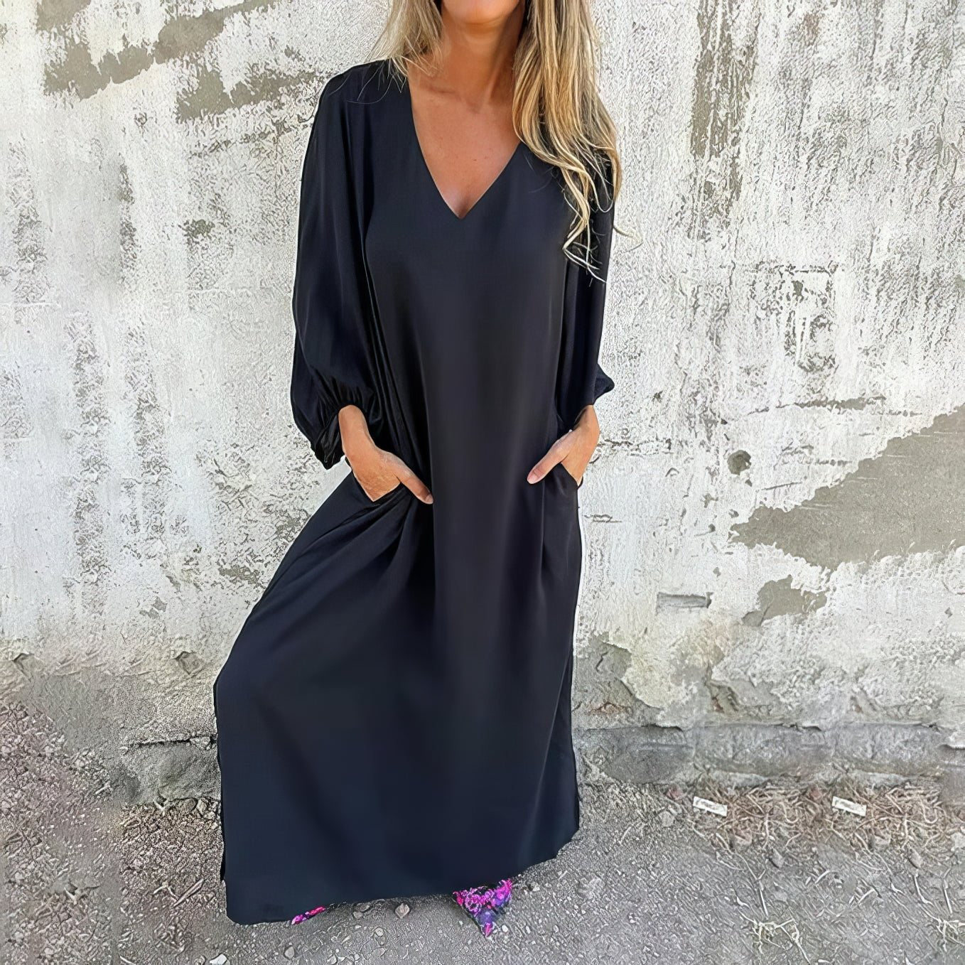 Kaira | Pitkä boho-mekko taskuilla